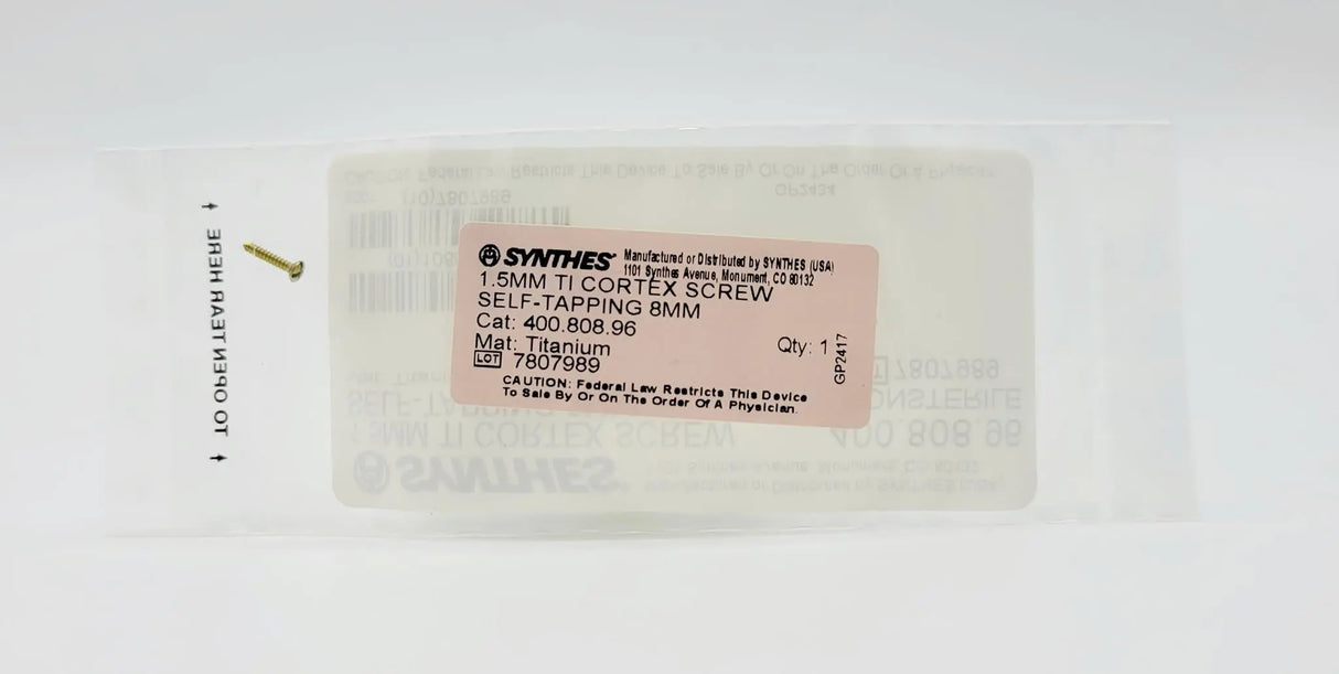 Synthes 400.808.96 1.5mm Ti Cortex Screw Self-Tapping 8mm Synthes