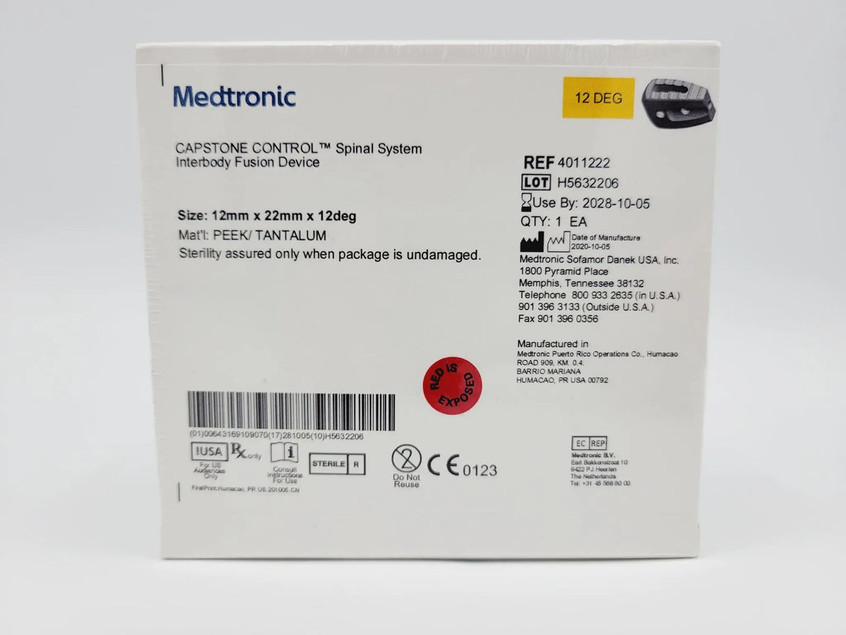 Medtronic 4011222 Capstone Control Spinal System Interbody Fusion Device Medtronic