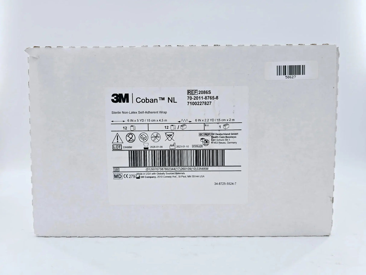 3M 2086S Coban NL 6IN x 5YD Sterile Non-Latex Self-Adherent Wrap Case of 12 3M