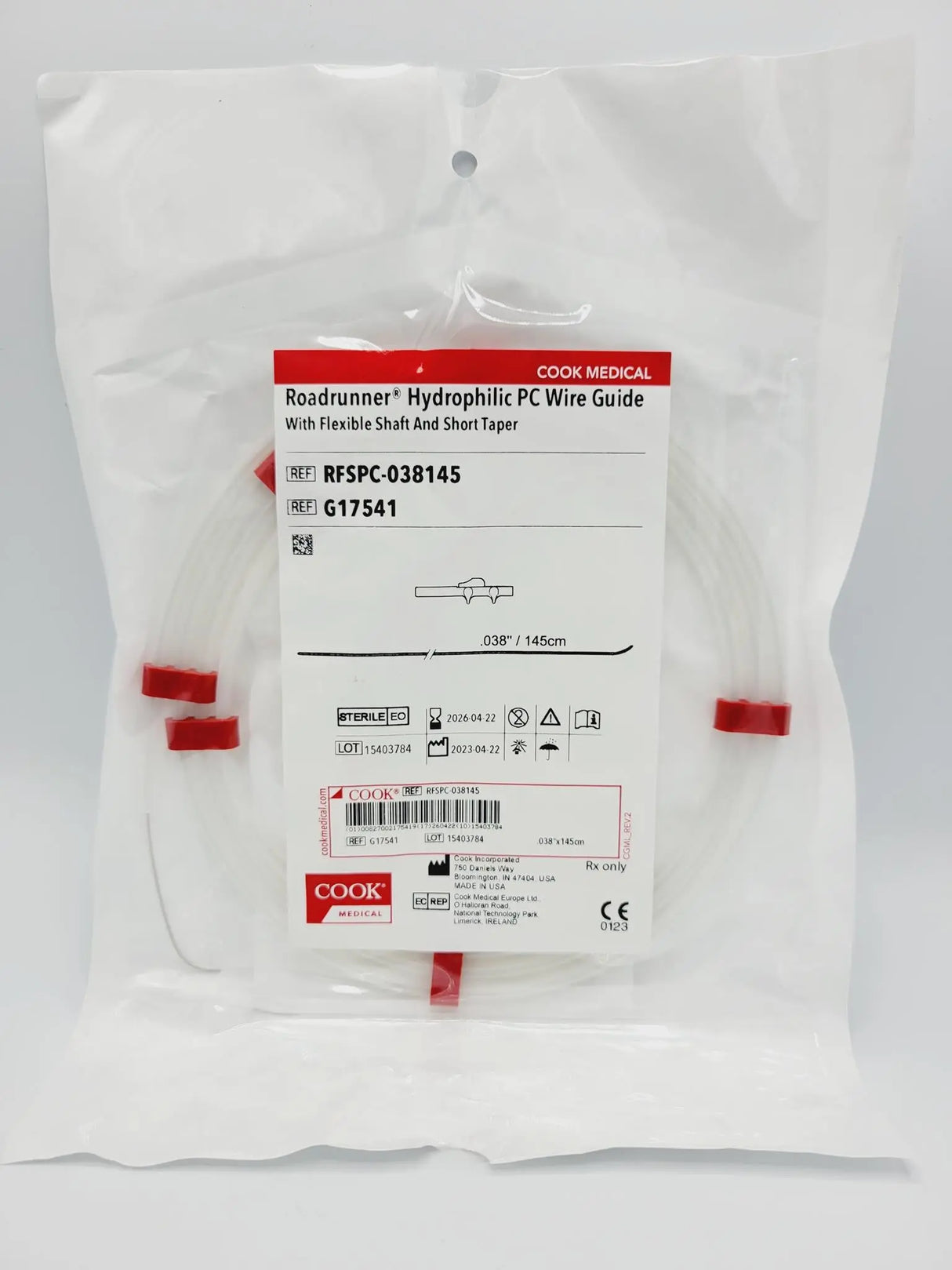 Cook Medical G17541 Roadrunner Hydrophilic PC Wire Guide w/ Flexible Shaft Cook Medical