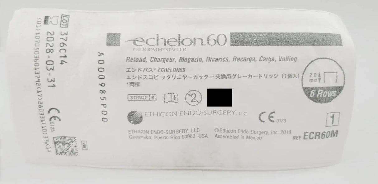 Ethicon ECR60M Endoscopic Liner Cutter Reload Gray 2.0mm w/ 6 Rows Ethicon