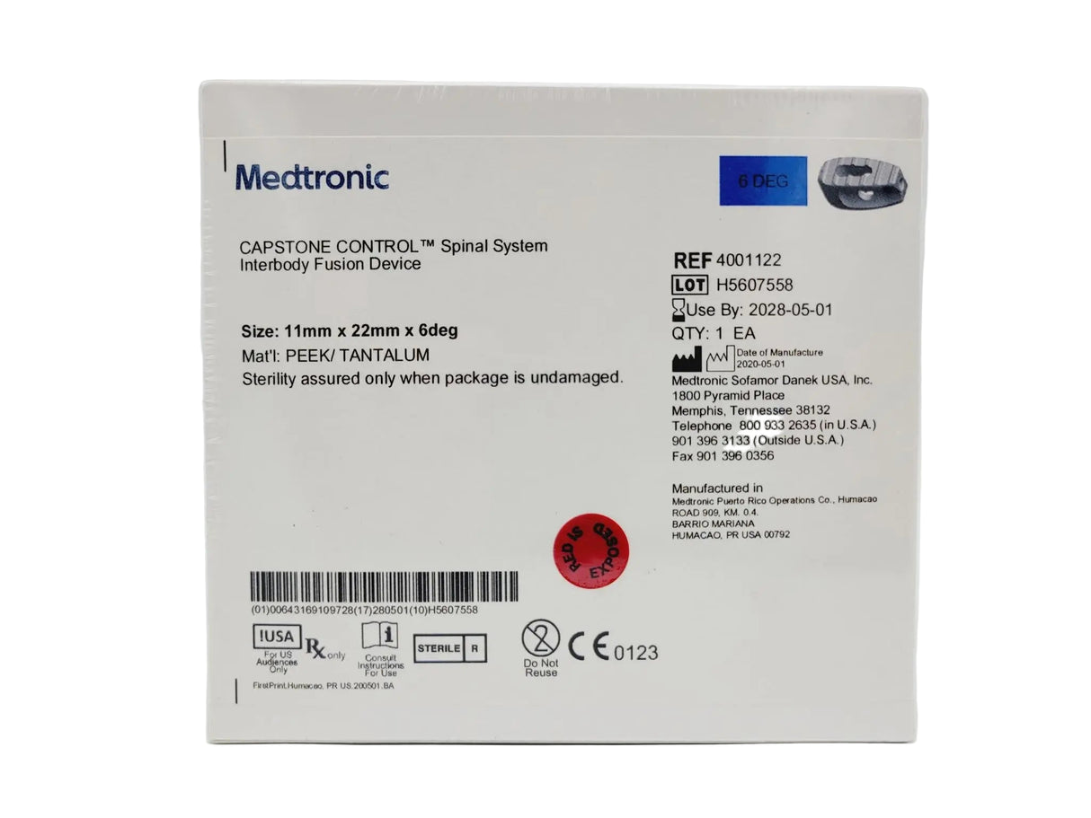 Medtronic 4001122 6 Deg 11mm x 22mm Capstone Control Interbody Fusion Device Medtronic