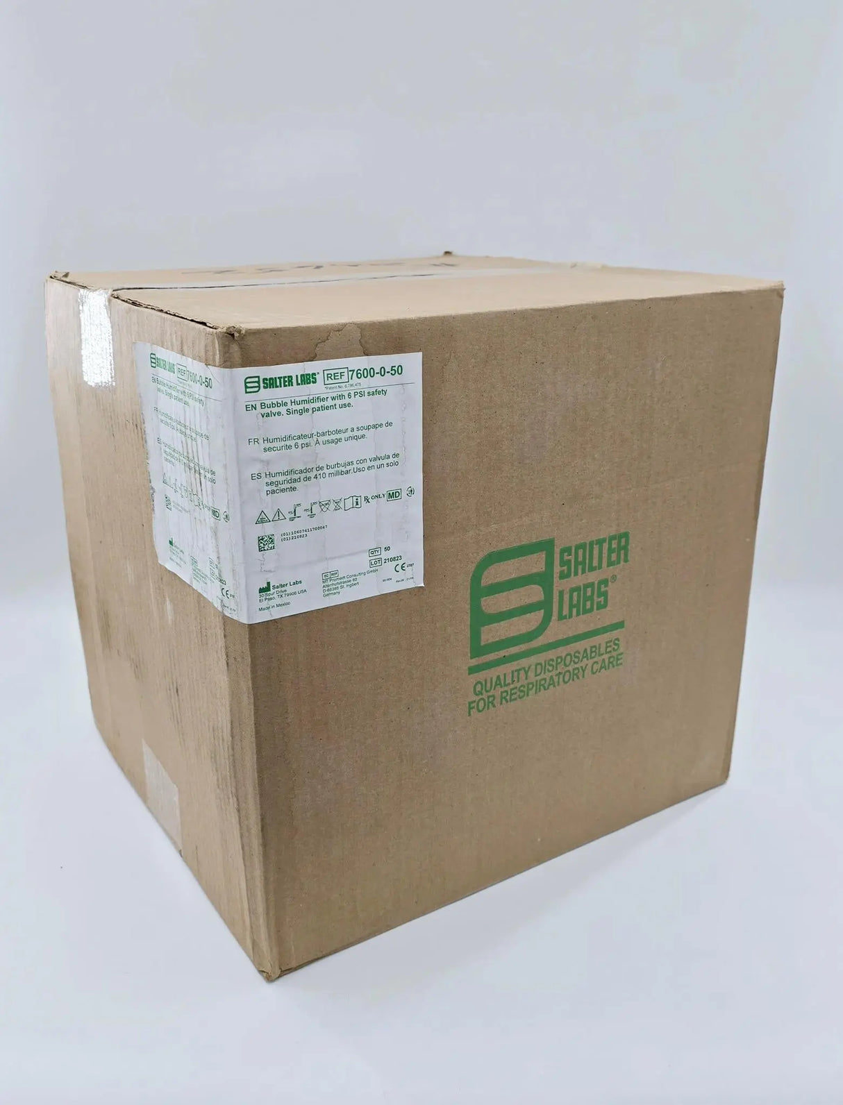 Salter Labs 7600-0-50 350mL Bubble Humidifier w/ 6 PSI Safety Valve Case Of 50 Salter Labs