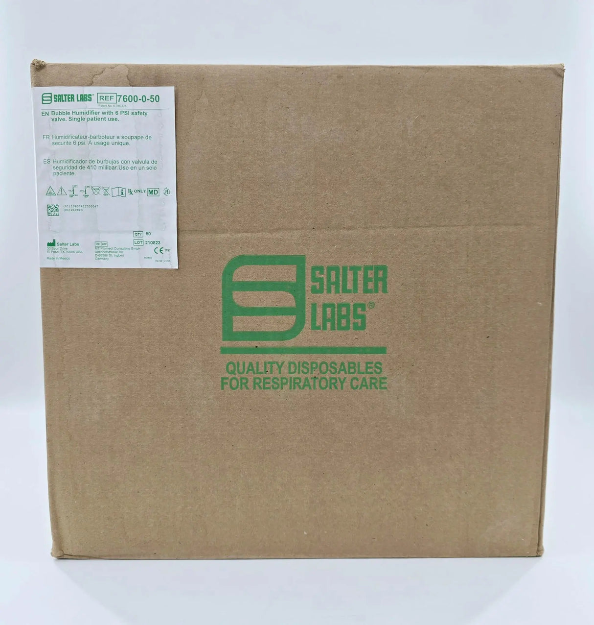 Salter Labs 7600-0-50 350mL Bubble Humidifier w/ 6 PSI Safety Valve Case Of 50 Salter Labs