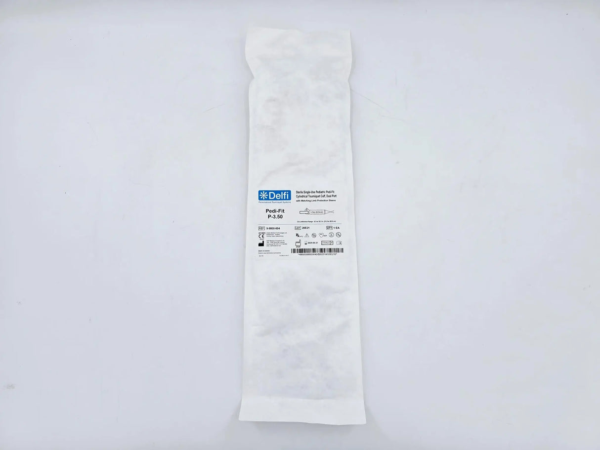 Delfi 9-9800-004 Pedi-Fit P-3.50 Pediatric Tourniquet Cuff Dual Port, Single-Use Delfi