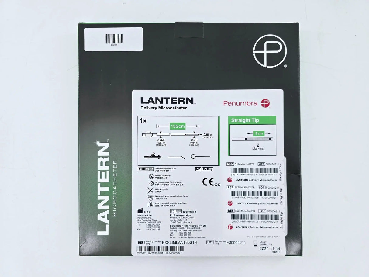 Penumbra PXSLIMLAN135STR Lantern Delivery Catheter Straight Tip 3cmx135cm Penumbra