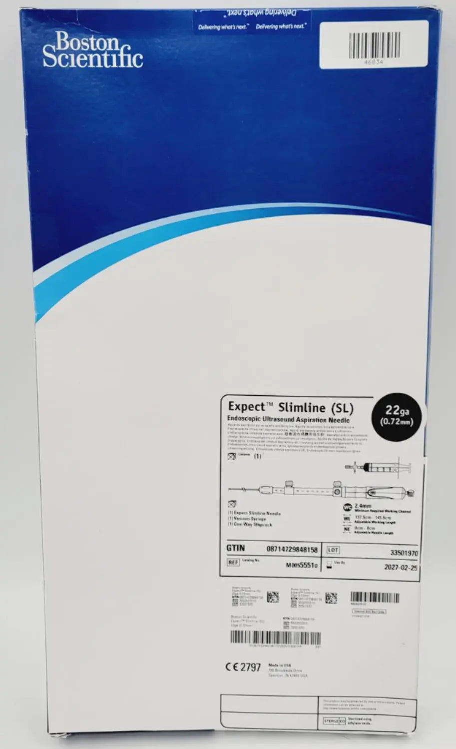 Boston Scientific M00555510 22ga Endoscopic Ultrasound Aspiration Needle 2.4mm Boston Scientific