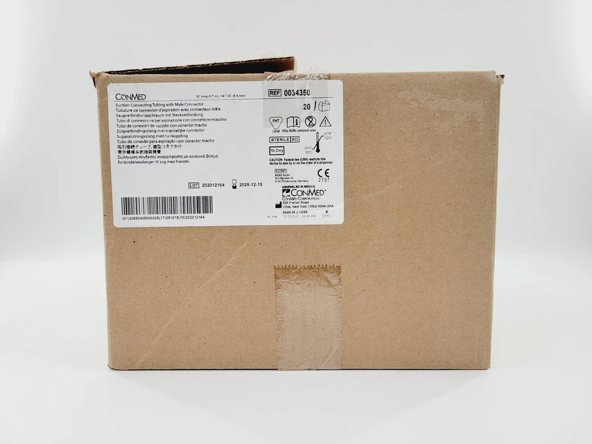ConMed 0034350 Suction Connecting Tubing w/ Male Connector 12' Case Of 20 ConMed