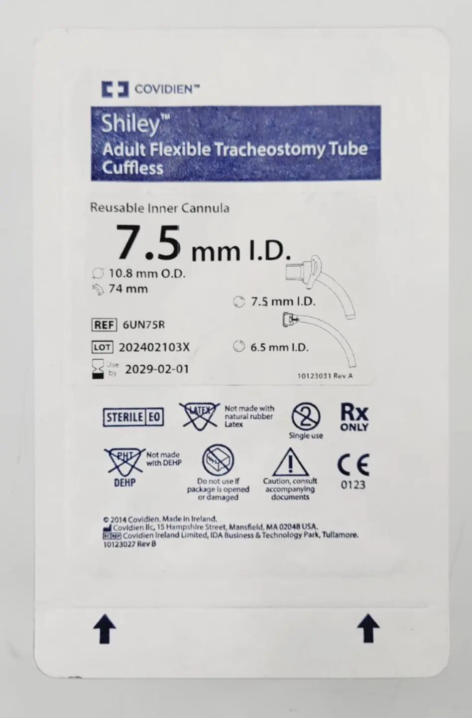 Covidien 6UN75R Adult Flexible Tracheostomy Tube Cuffless Inner Cannula Covidien