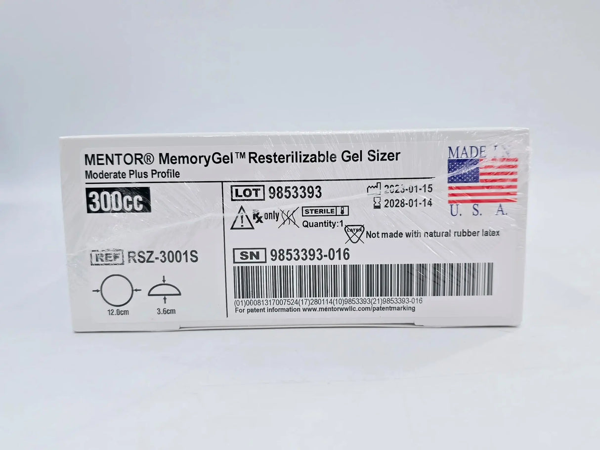 Mentor RSZ3001S MemoryGel Resterilizable Gel Sizer Moderate Plus Profile, M+ 300cc Mentor