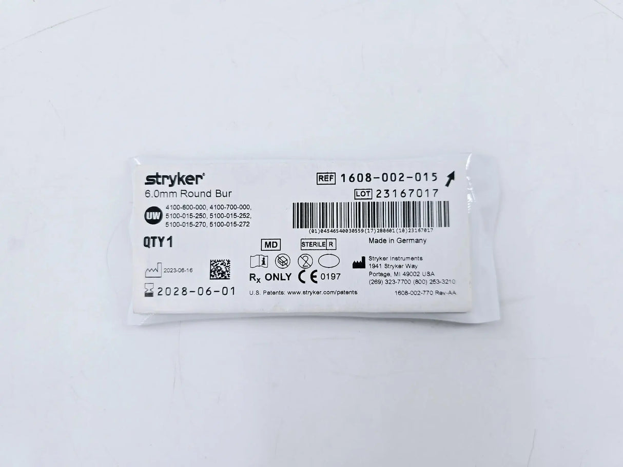 Stryker 1608002015 6.0mm Round Bur Stryker