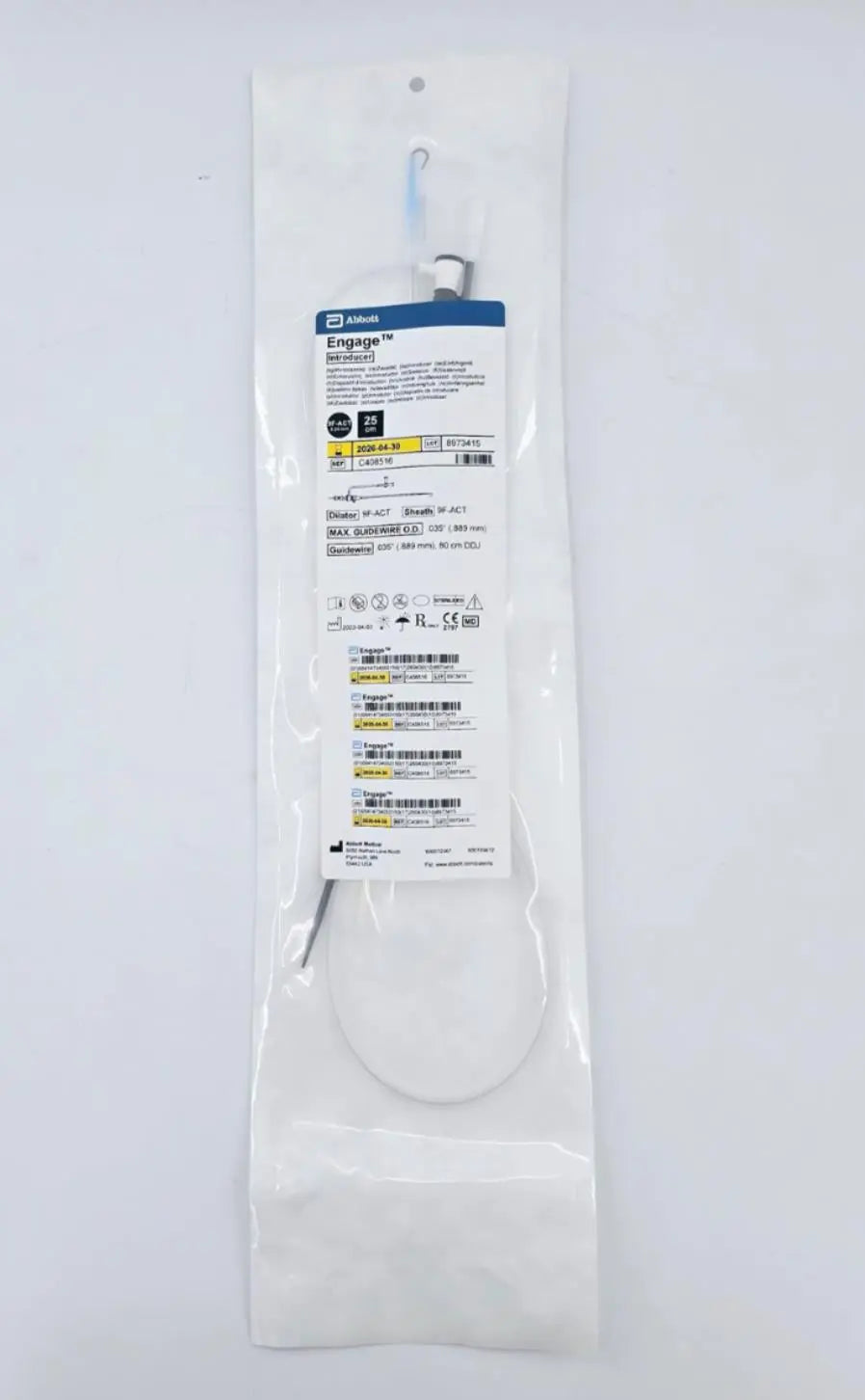 Abbott C408516 Engage Introducer 9F-ACT Dilator and Sheath .35" Guidewire Abbott
