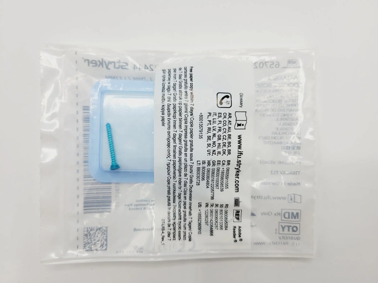 Stryker Trauma 657022 Variax 2 Locking Screw Fully Threaded T10 2.7mm x 22mm Stryker Trauma