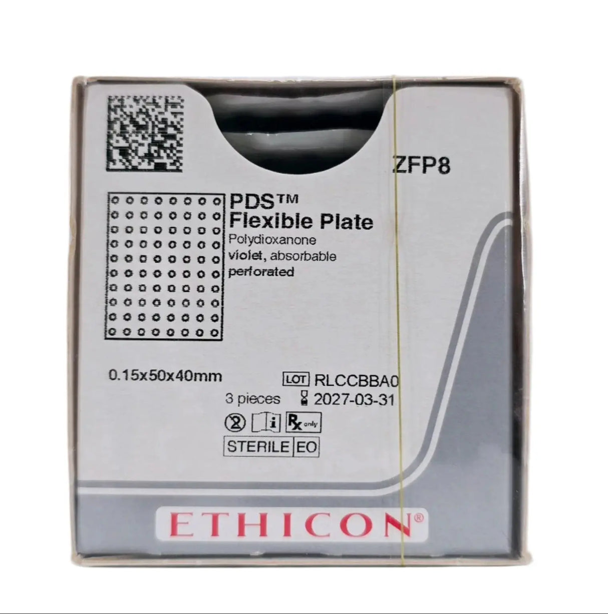 Ethicon ZFP8 PDS Flexible Plate 0.15x50x40mm Violet Perforated Nasal Implant Box of 3 Ethicon