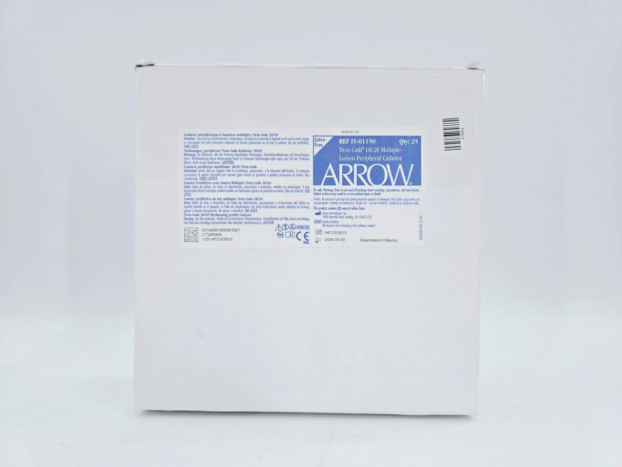 Arrow IV-01150 Twin-Cath 18/20 Multiple Lumen Peripheral Catheter BX/25 Arrow