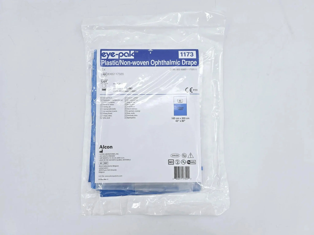Alcon 8065117320 Eye-Pak 1173 Plastic/Non-woven Ophthalmic Drape Aperture Pouch 65" x 80" Alcon