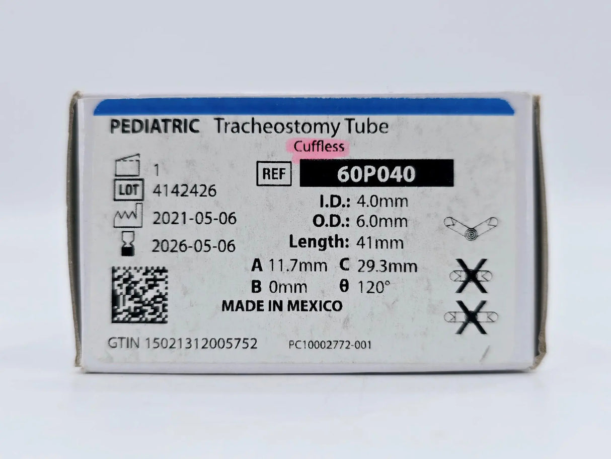 Smiths Medical 60P040 Pediatric Tracheostomy Tube Cuffless 41mm Length Smiths Medical