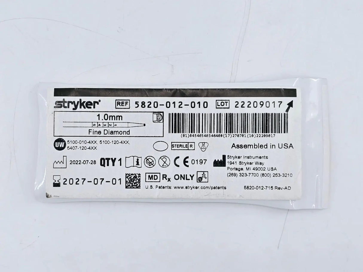 Stryker 5820-012-010 1.0mm Fine Diamond Bur Stryker