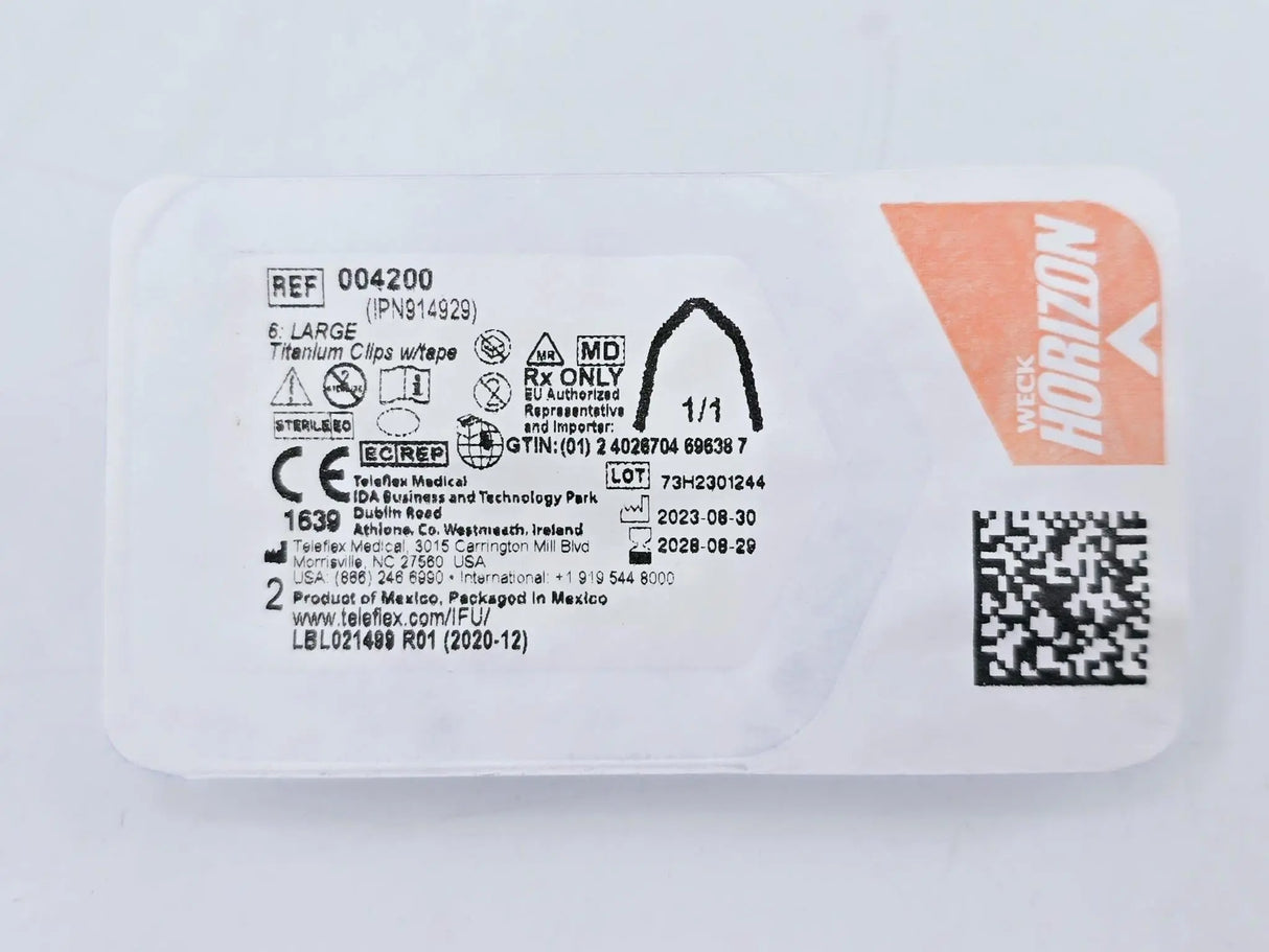 Weck 004200 Horizon Large Titanium Ligating Clips 20/BX Weck