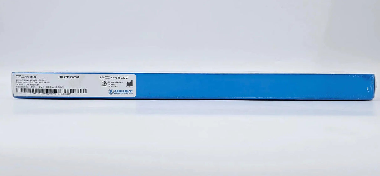 Zimmer 47-4936-020-07 Universal Locking System 3.5mm Locking Dual Compression Plate 20 Holes 261mm Length Zimmer