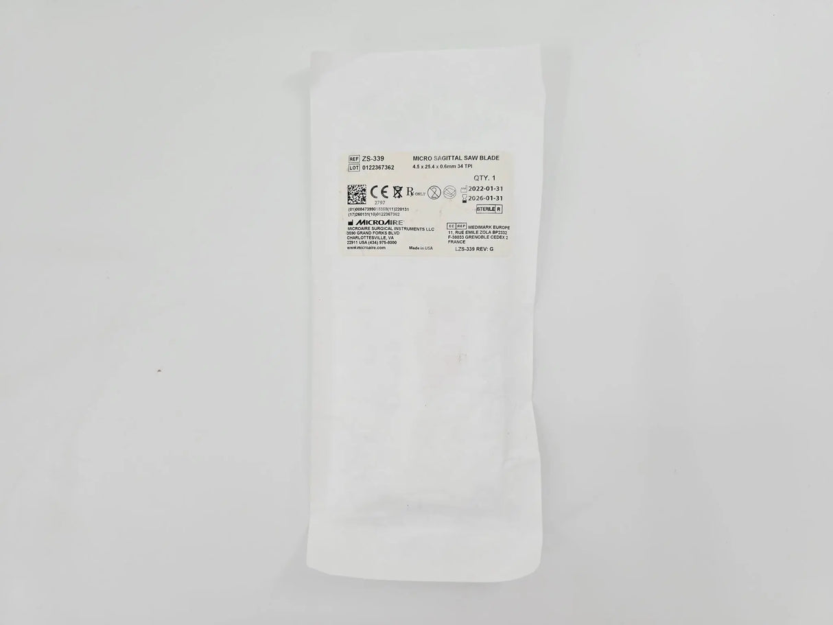 MicroAire ZS-339 Micro Sagittal Saw Blade 4.5mm x 25.5mm x .4mm MicroAire