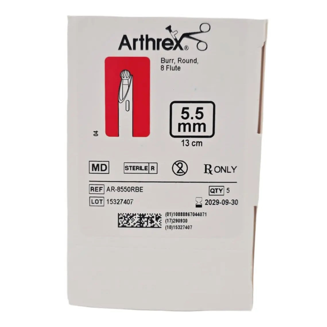 Arthrex AR-8550RBE CoolCut 5.5mm x 13cm Arthroscopic Burr Round 8 Flute 5/BX Arthrex