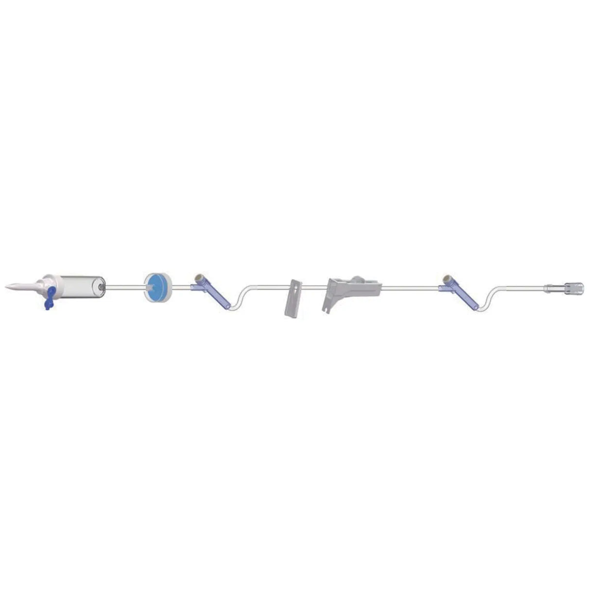 AMSINO Adult Primary Piggyback IV Set, 15 Drops/mL, 110" Length, 22 mL Priming, Vented/Non-Vented, Back Check Valve, 1 Slide Clamp, 2 Pre-Pierced Y Sites, Roller Clamp, Rotating Male Luer Lock, Poly Pouch, 50/cs Amsino International, Inc.