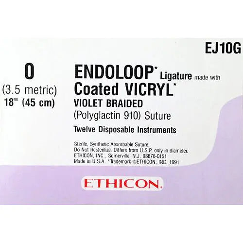 Ethicon Vicryl EJ10G Suture - 45cm, Violet Braided Polyglactin 910 (Box of 12) Ethicon