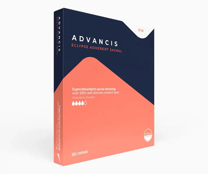 Advancis Eclypse Adherent Sacral Super Absorbent Silicone Dressing 10 Box Advancis Medical