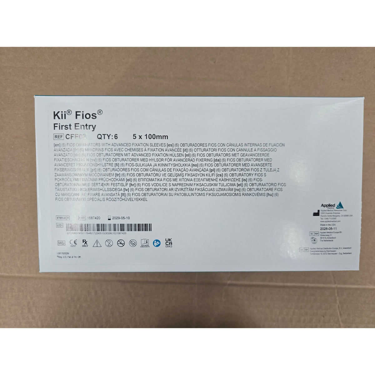 Applied Medical CFF03 Kii Fios First Entry Obturators w/ Advanced Fixation Sleeves 5 x 100mm BX/6 Applied Medical