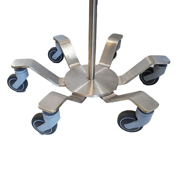 Midcentral Medical MCM-295 Stainless Steel IV Pole 6 leg spider base 3" casters Midcentral Medical
