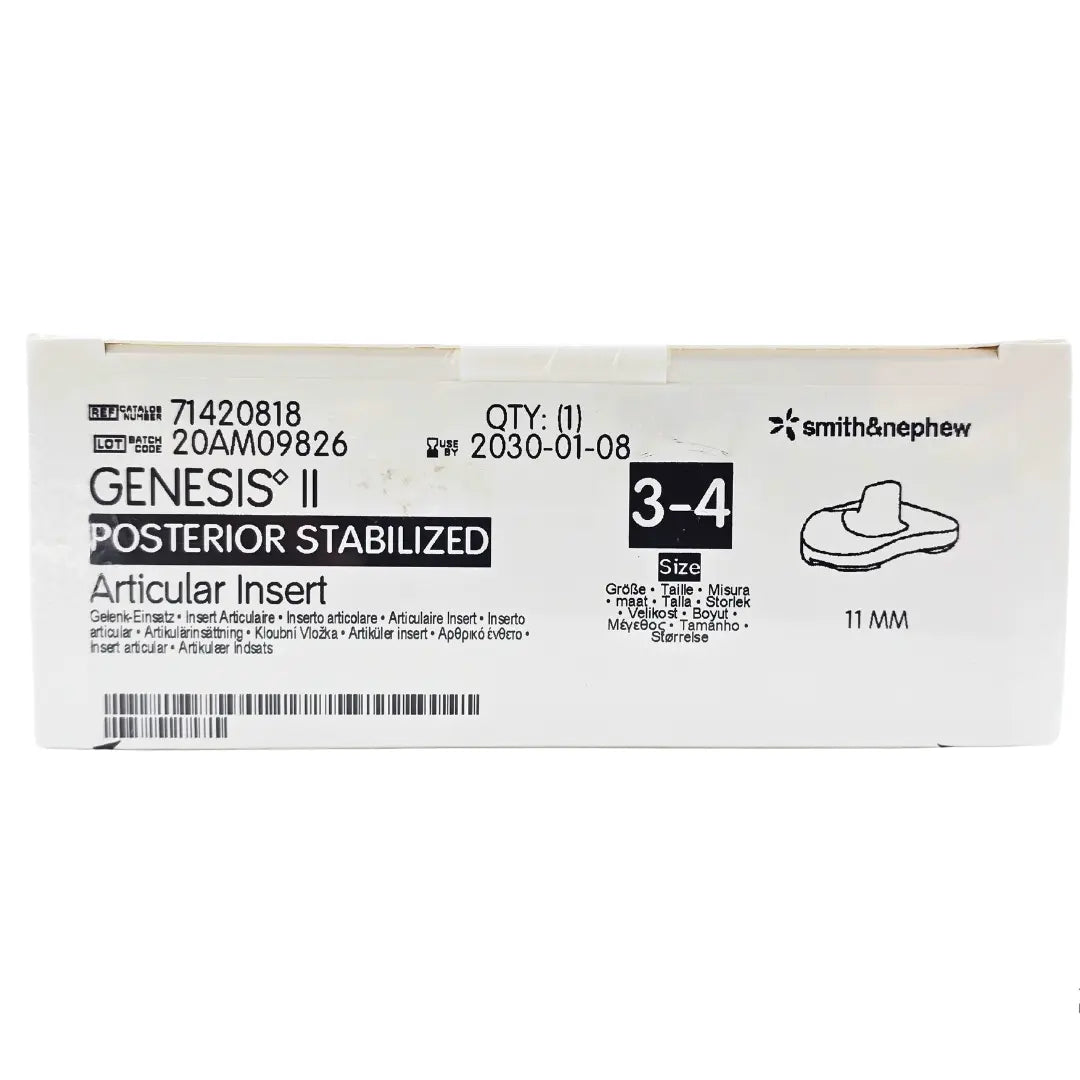 Smith & Nephew 71420818 GENESIS II 11mm Posterior Stabilized Insert Size 3-4 Smith & Nephew, Inc.