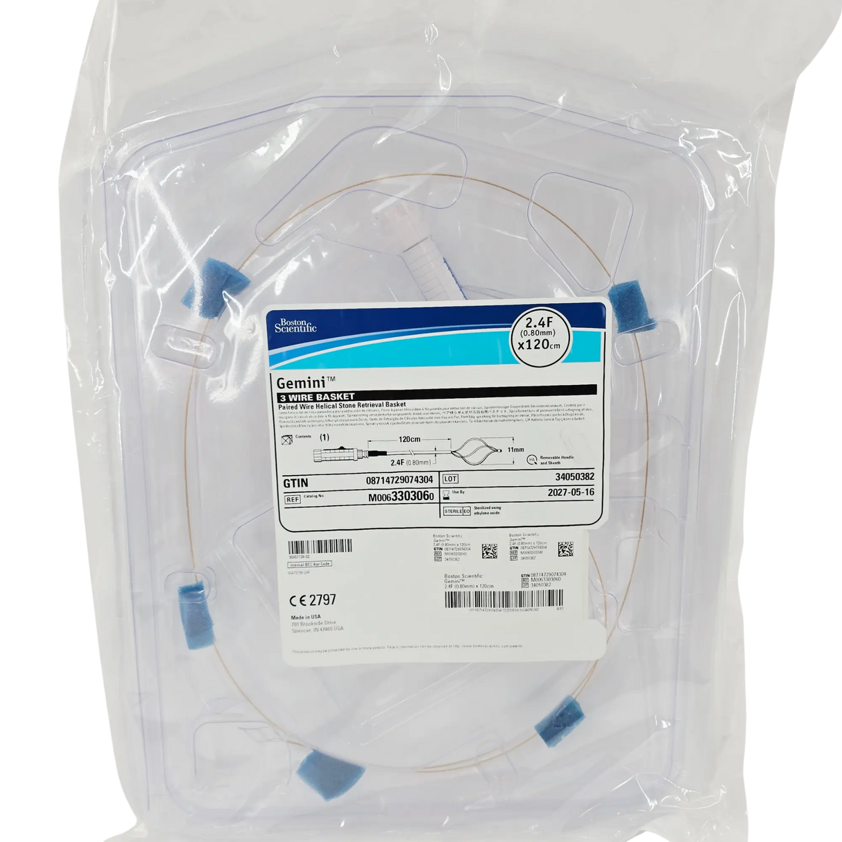 Gemini 3-Wire Helical Stone Retrieval Basket 2.4Fr x 120cm - Boston Scientific M0063303060 Boston Scientific