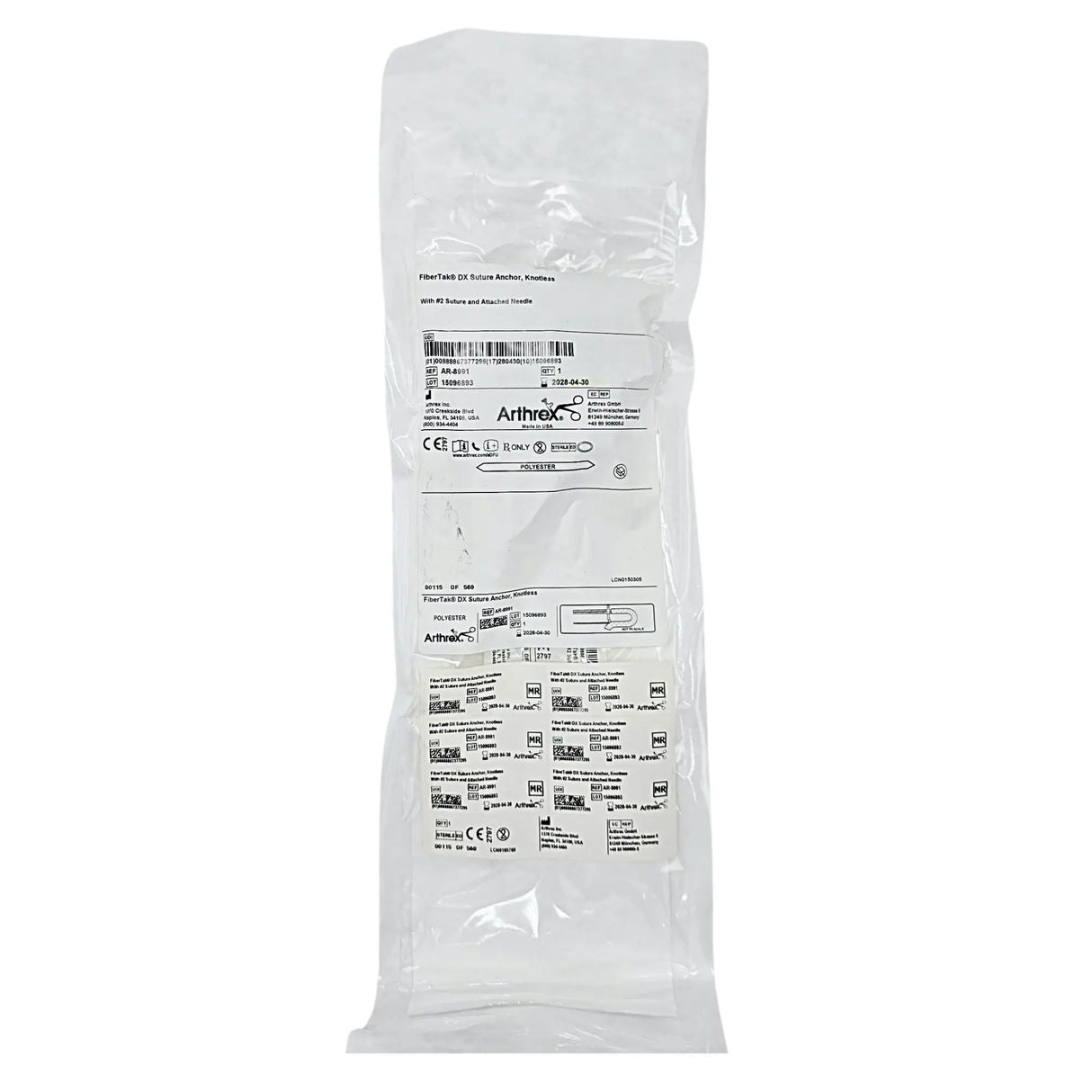 Arthrex AR-8991 FiberTak DX Knotless Suture Anchor - 1.6mm All-Suture Anchor with FiberViwer Tail Arthrex