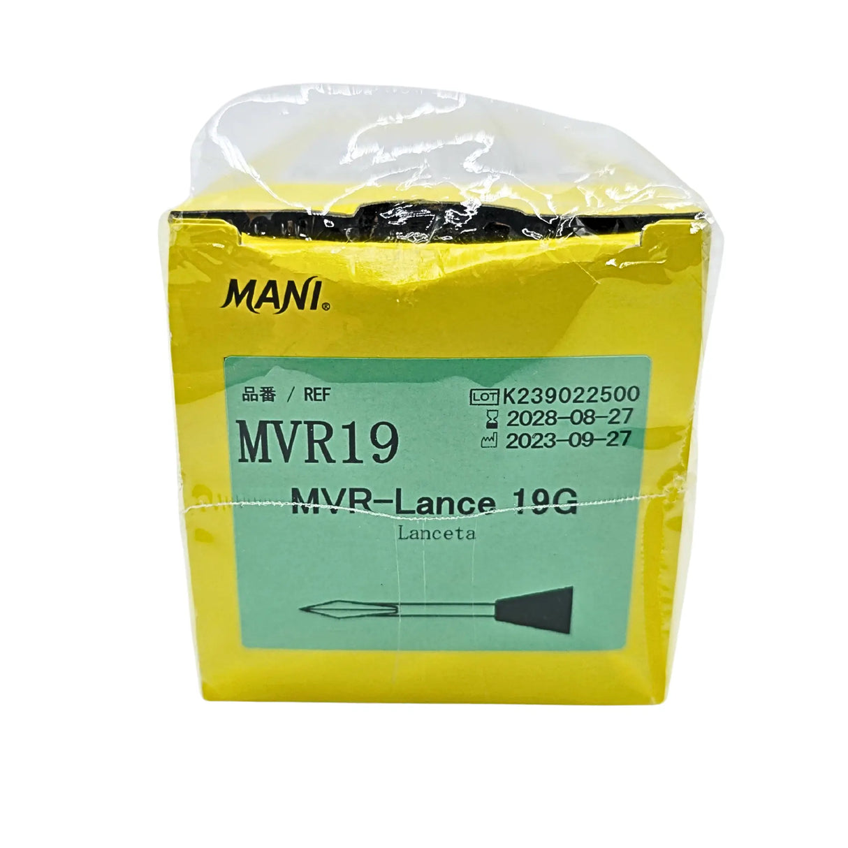 MANI MVR19 Ophthalmic Knife - 19 Gauge (1.5mm) MVR-Lance, Straight Micro-Vitreoretinal Blade (Box of 6) Mani