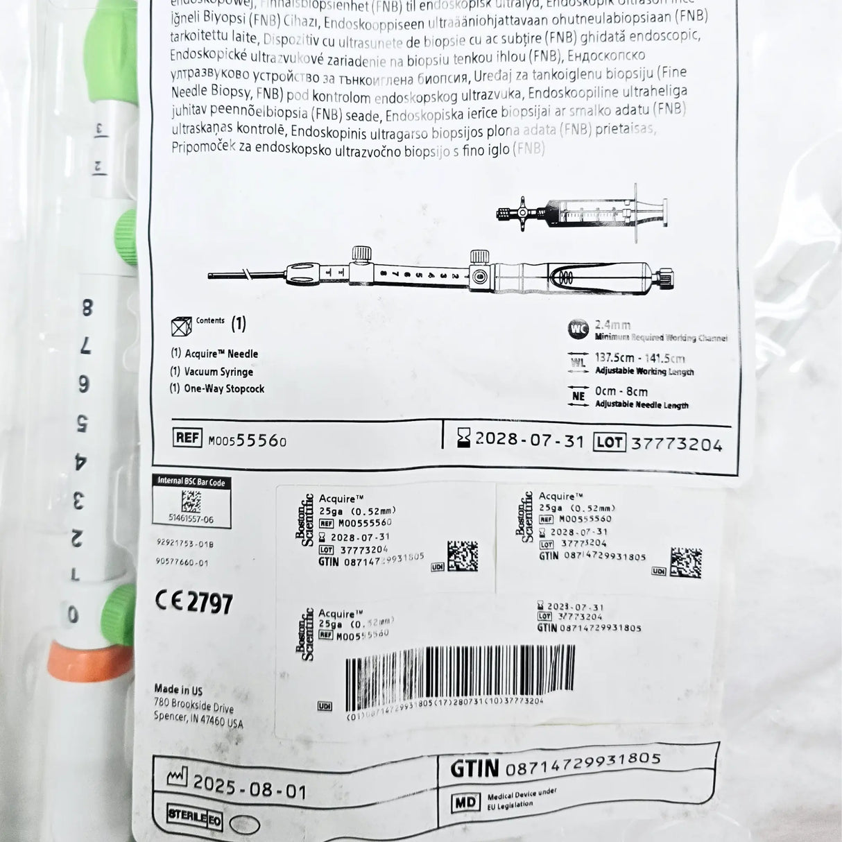 Boston Scientific M00555560 Acquire EUS FNB Needle - 25 Gauge, Franseen Tip Boston Scientific