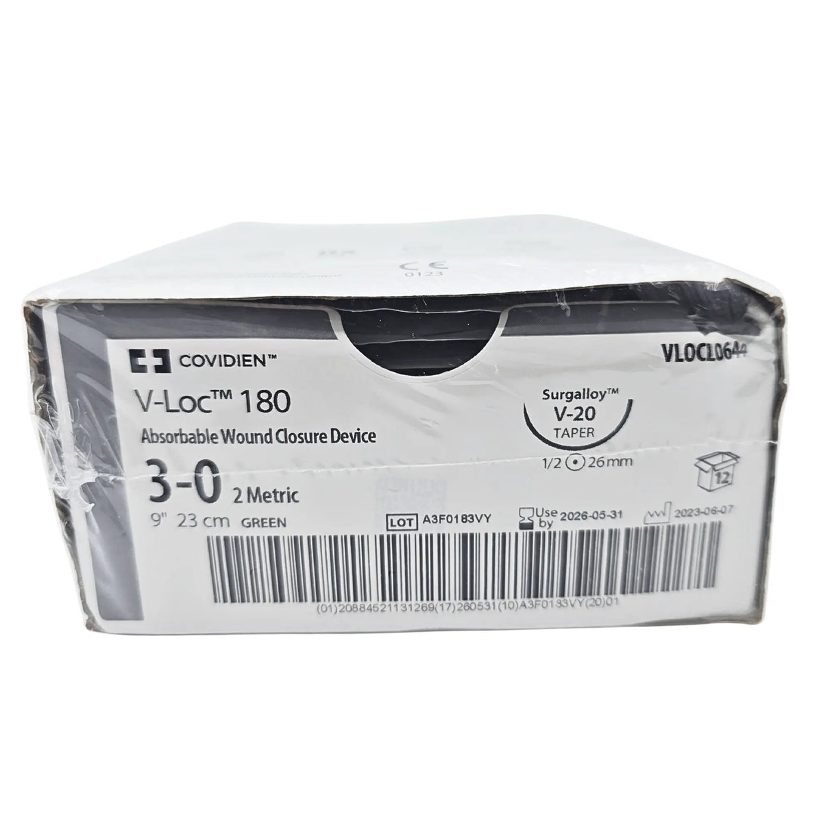Covidien V-Loc VL0CL0644 180 Absorbable Wound Closure Device - 3-0, 9" (23cm), V-20 Taper Needle Covidien