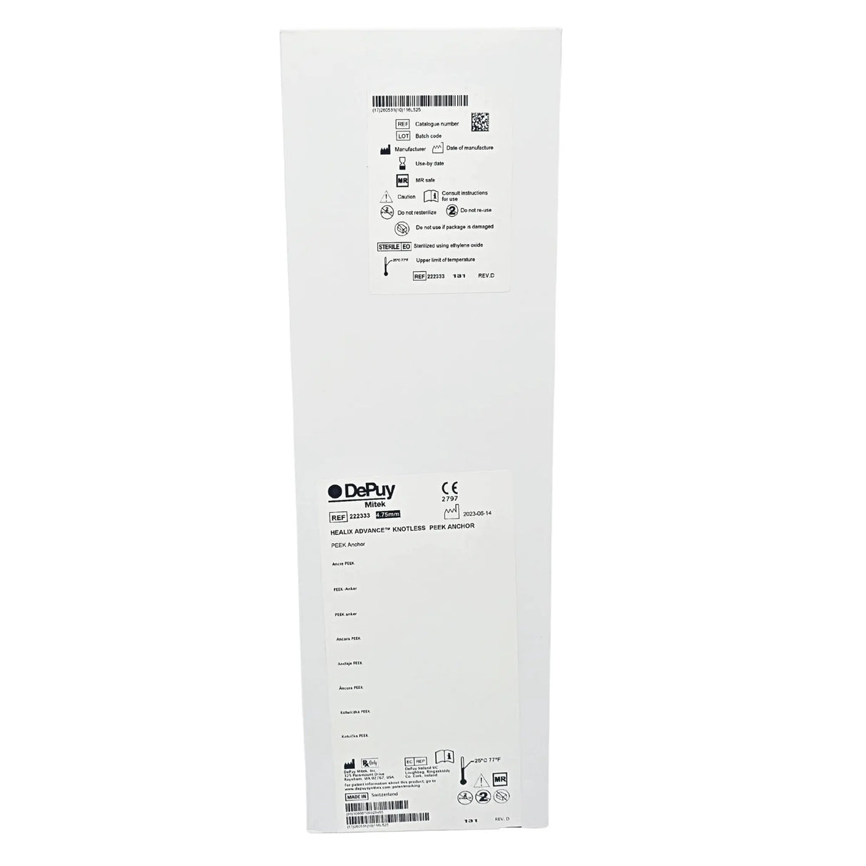 DePuy Mitek 222333 HEALIX ADVANCE Knotless PEEK Anchor – 4.75mm w/ Suture Tape DePuy Mitek