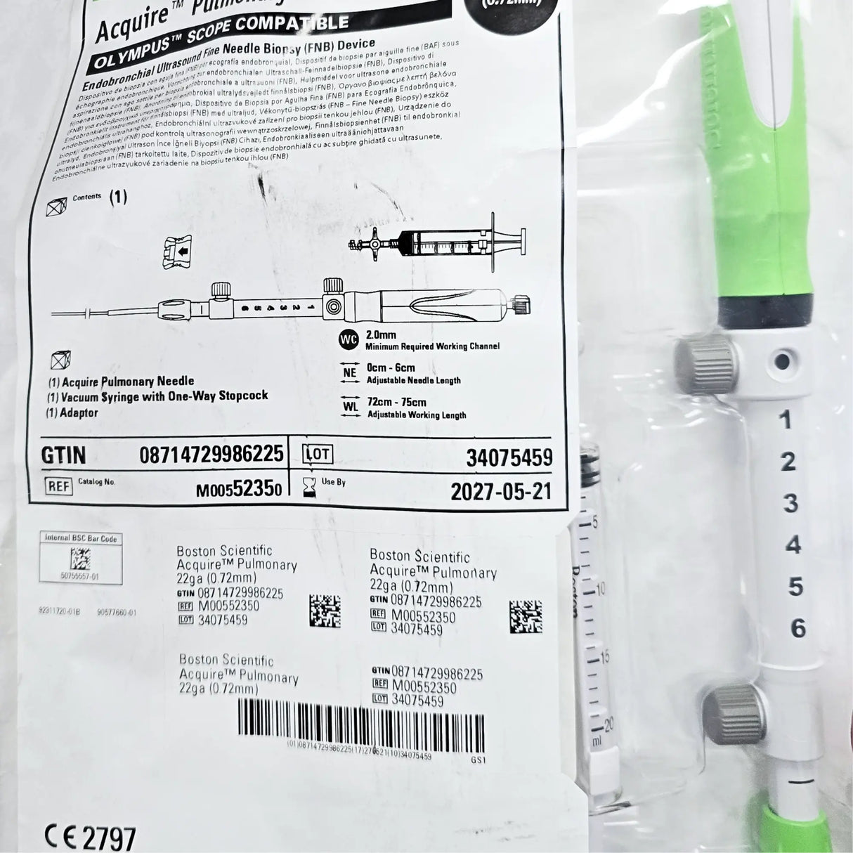 Boston Scientific M00552350 Acquire Pulmonary FNB Device - 22 Gauge, Olympus Compatible Boston Scientific