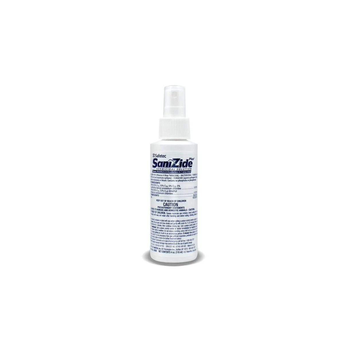 SAFETEC SANIZIDE PLUS SURFACE DISINFECTANT SPRAY SaniZide Plus, 4 oz. Bottle with Sprayer, 24/cs Safetec