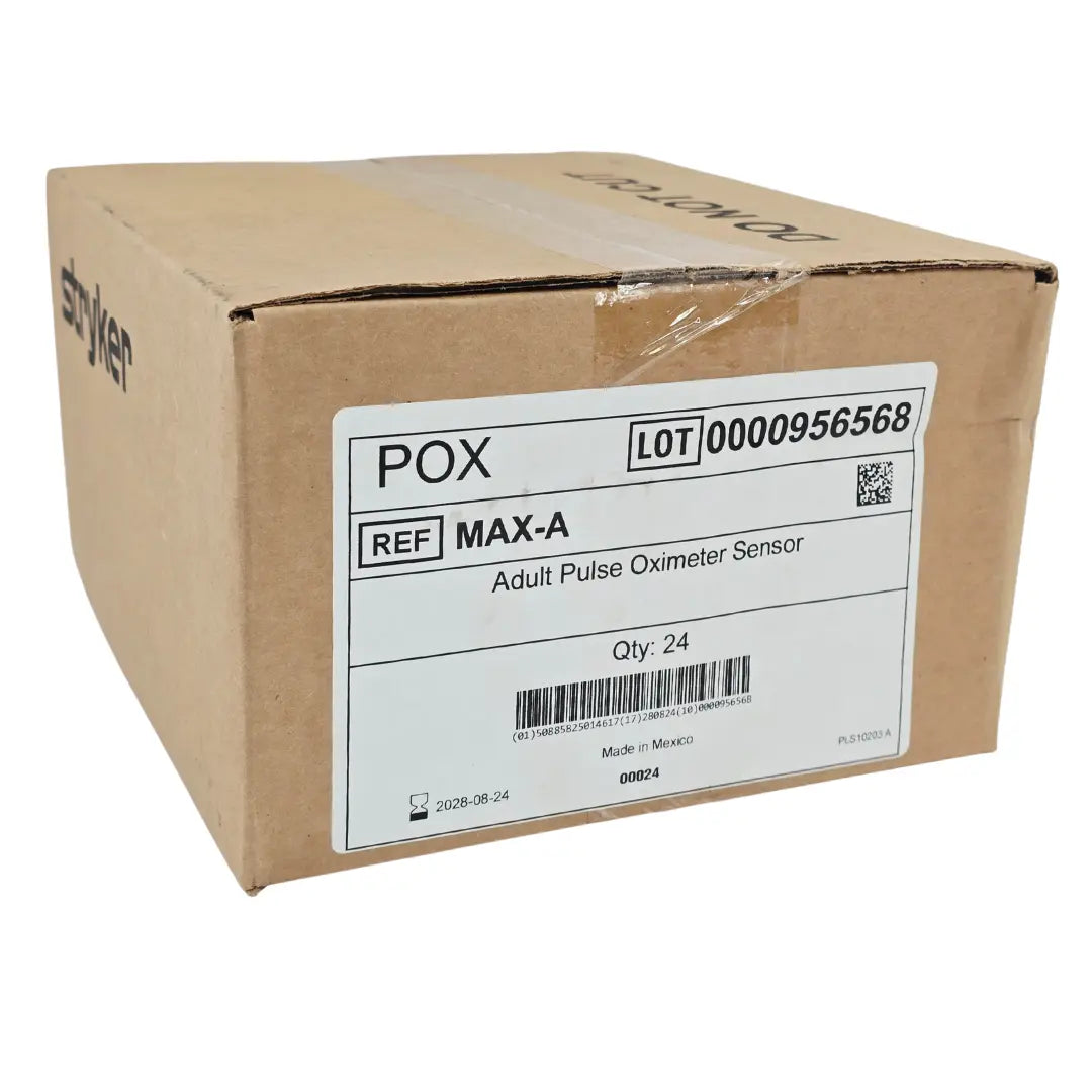 Stryker Reprocessed Nellcor OxiMax MAX-A Adult Pulse Oximeter Sensors 24 Box Stryker