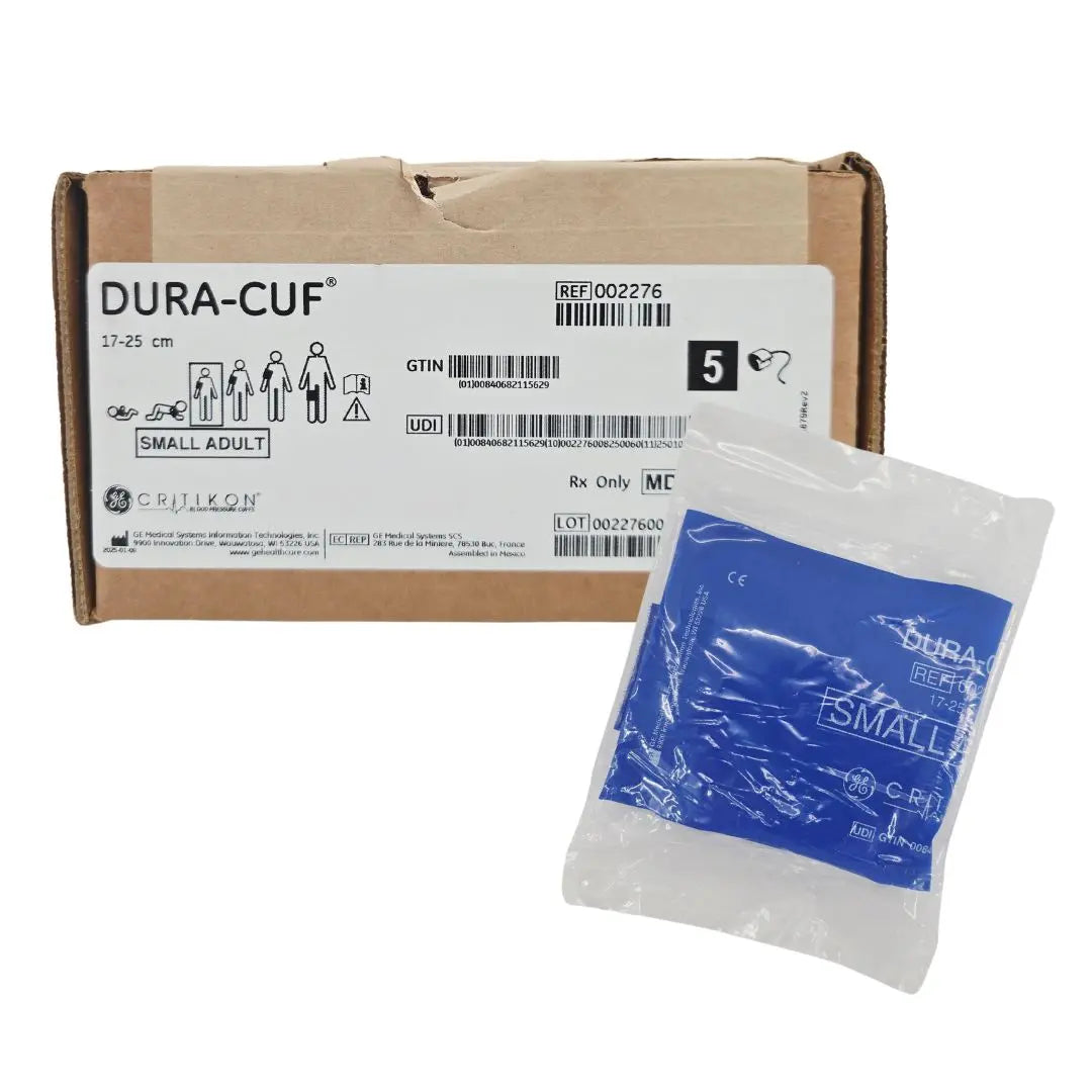 GE 002276 DURA-CUF Blood Pressure Cuff Small Adult 1 Bayonet 17-25cm 5/BX GE