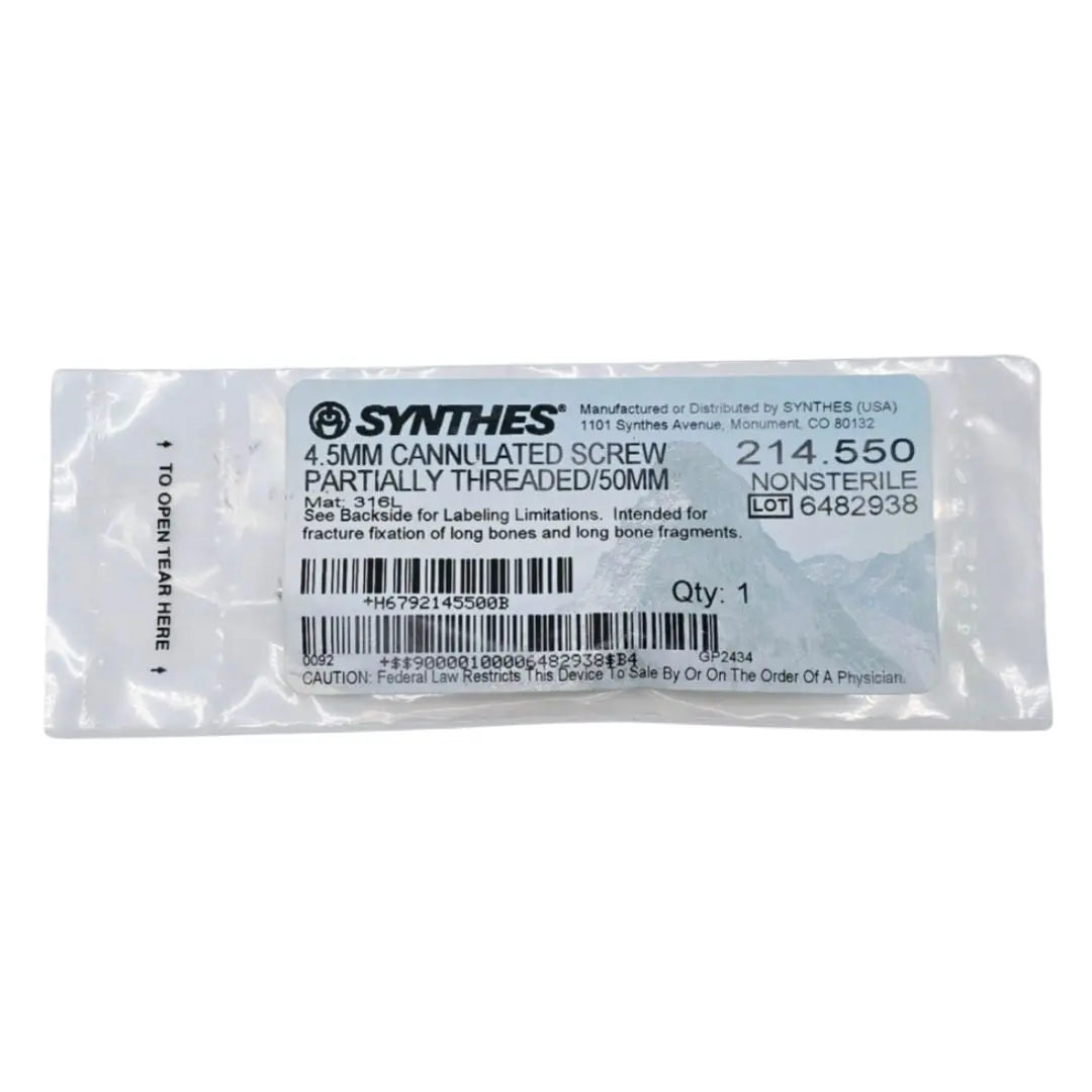 Synthes 214.550 4.5mm Cannulated Screw Partially Threaded/50mm Synthes