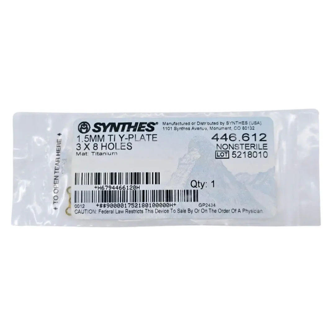 Synthes 446.612 1.5mm TI Y-Plate 3 X 8 Holes Synthes