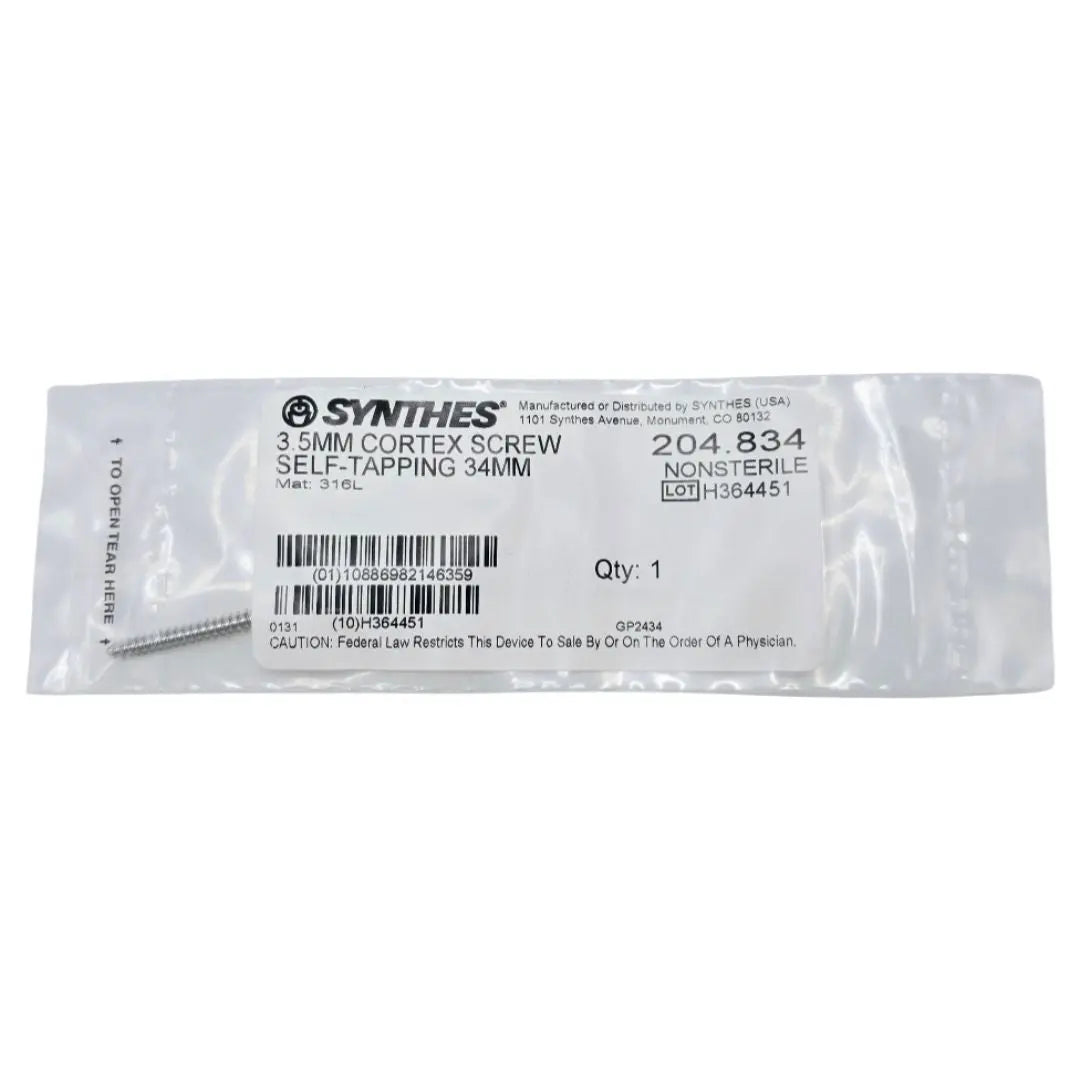 Synthes 204.834 3.5mm Cortex Screw Self-Tapping 34mm Synthes