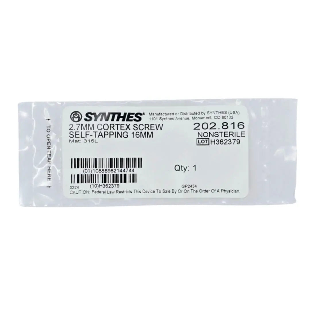 Synthes 202.816 2.7mm Cortex Screw Self-Tapping 16mm Synthes