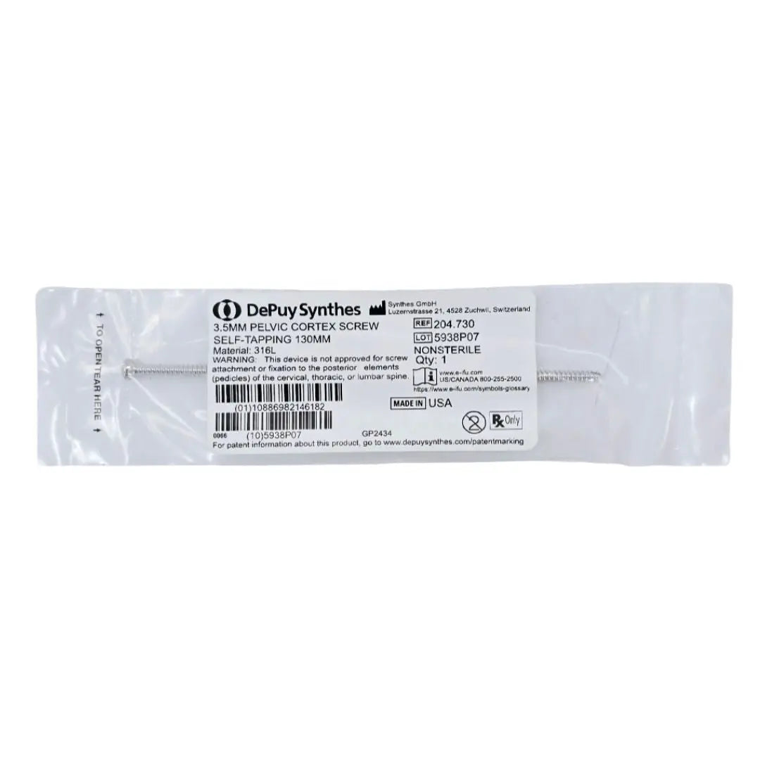 Synthes 204.730 3.5mm Pelvic Cortex Screw Self-Tapping 130mm Synthes