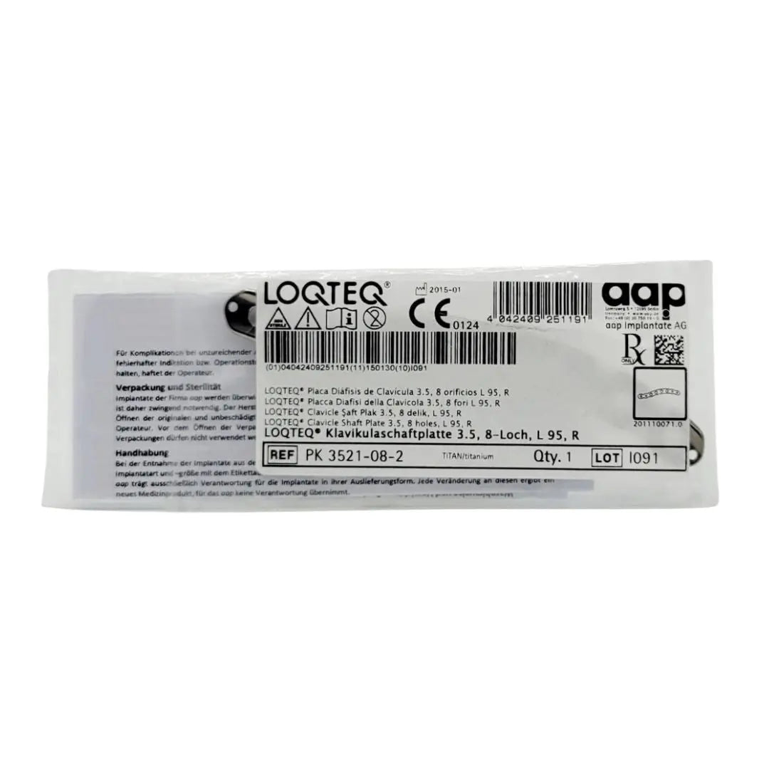 aap Implantate AG PK 3521-08-2 LOQTEQ Clavicle Shaft Plate 3.5, 8 holes, L 101, R aap Implantante