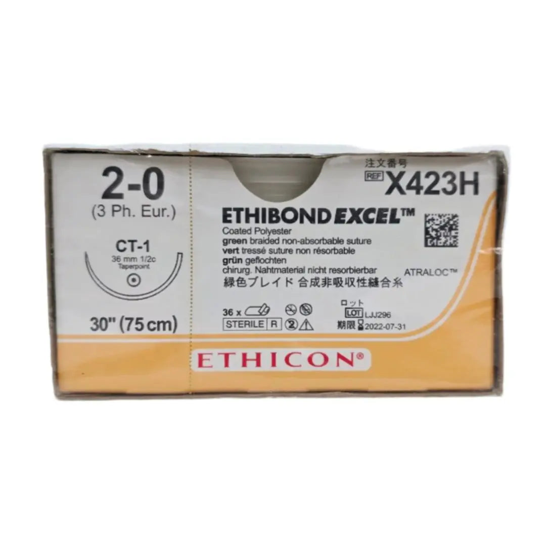 Ethicon X423H 2-0 Ethibond Green 1x30" CT-1 Box Of 36 Ethicon