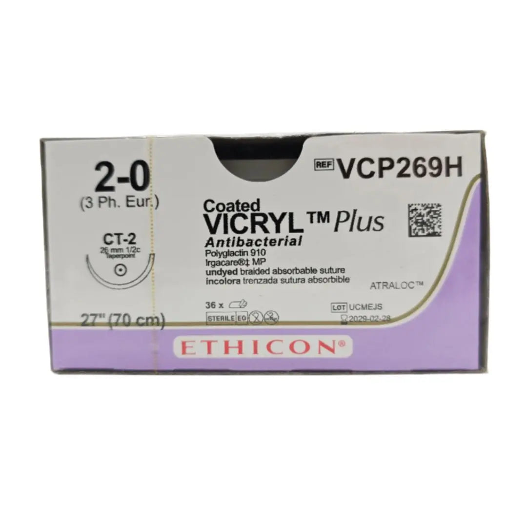 Ethicon VCP269H 2-0 Coated VICRYL Plus 1X27" CT-2 BX/36 Ethicon